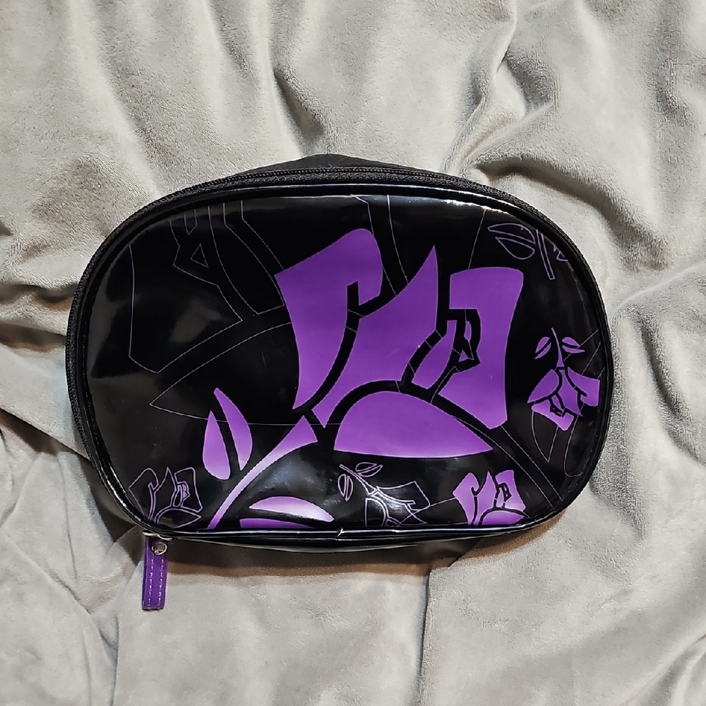 Lancome Rose Black And Purple Make Up Bag